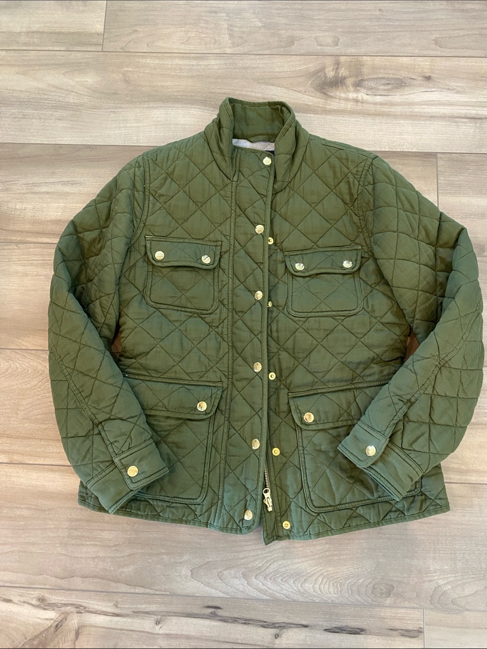 Jcrew Quilted Olive Green Women's Jacket size small.